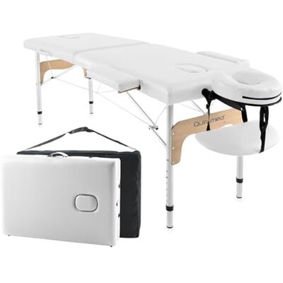 Quirumed Aluminium Inklapbare Massagetafel Easy, Kleur Wit, 180 x 60 cm, Kunstleer, Draagbaar, Lichtgewicht, Afneembare Hoofdsteun, Gezichtsgat, Verstelbare Hoogte, tot 120 kg Quirumed Aluminium Inklapbare Massagetafel Easy, Kleur Wit, 180 x 60 cm, Kunstleer, Draagbaar, Lichtgewicht, Afneembare Hoofdsteun, Gezichtsgat, Verstelbare Hoogte, tot 120 kg