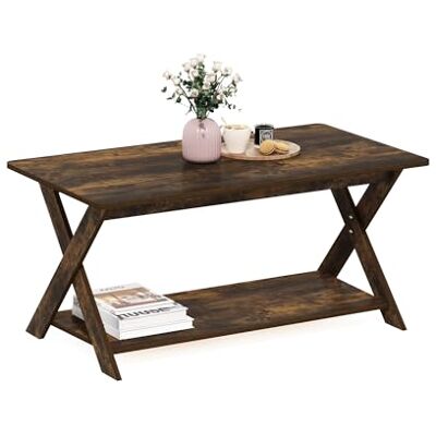 Furinno MODERNE SIMPLISTISCHE salontafel, rechthoek, moderne salontafel met X-poten, gekruist bijzettafel, voor woonkamer, slaapkamer, thuiskantoor, amber grenen Furinno MODERNE SIMPLISTISCHE salontafel, rechthoek, moderne salontafel met X-poten, gekruist bijzettafel, voor woonkamer, slaapkamer, thuiskantoor, amber grenen