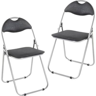 HAKU vouwstoel, gestoffeerd, set van 2 klapstoelen, comfortabel aluminium, zwart, rug en zitting bekleed met pvc-bekleding, staal. Afmetingen: 44 x 80 x 47 cm (b x h x d), stijl: modern HAKU vouwstoel, gestoffeerd, set van 2 klapstoelen, comfortabel aluminium, zwart, rug en zitting bekleed met pvc-bekleding, staal. Afmetingen: 44 x 80 x 47 cm (b x h x d), stijl: modern