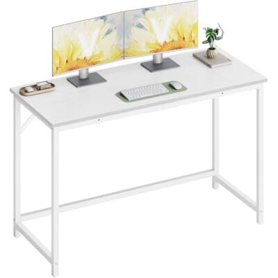 VASAGLE Bureau, Computertafel met Stalen Frame, 120 x 50 x 76 cm Modern basic Kantoortafel, Eenvoudige Montage, Esdoorn Wit en Mat Wit, BARNET Collectie LWD039W01 VASAGLE Bureau, Computertafel met Stalen Frame, 120 x 50 x 76 cm Modern basic Kantoortafel, Eenvoudige Montage, Esdoorn Wit en Mat Wit, BARNET Collectie LWD039W01