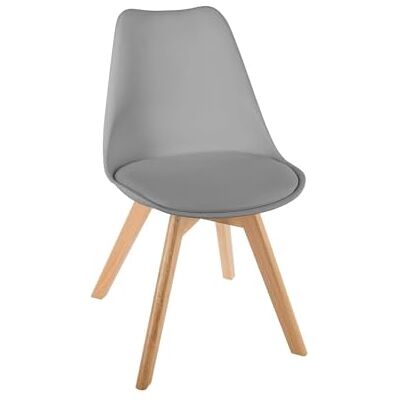 Avilia Ergonomische keukenstoel, tafelstoel met kussen, ideaal voor woon- en eetkamer, modern en comfortabel design, 52,5 x 48 x 82 cm, van beukenhout, grijs Avilia Ergonomische keukenstoel, tafelstoel met kussen, ideaal voor woon- en eetkamer, modern en comfortabel design, 52,5 x 48 x 82 cm, van beukenhout, grijs