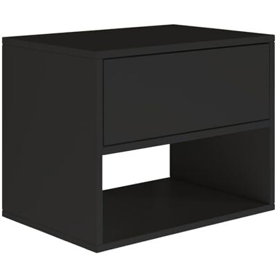 SELSEY Framme Nachtkastje Zwevend 50 cm Wandmeubel in Zwart Modern Nachtkastje met Lade en Open Vak Minimalistisch Slaapkamerkastje met Push-to-Open Systeem SELSEY Framme Nachtkastje Zwevend 50 cm Wandmeubel in Zwart Modern Nachtkastje met Lade en Open Vak Minimalistisch Slaapkamerkastje met Push-to-Open Systeem
