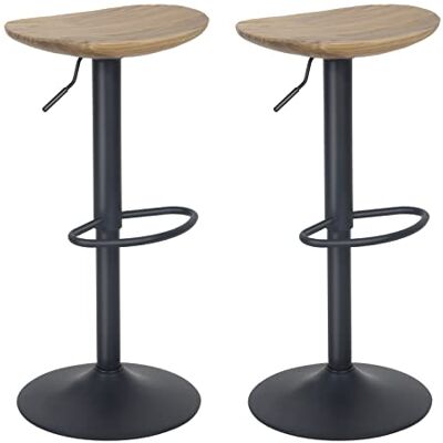 YOUNIKE Set van 2 Vintage Verstelbare Swivel Metalen Swivel Barkruk Elm Ovale Barkruk Hoge Barkruk Keuken Keuken Barkruk YOUNIKE Set van 2 Vintage Verstelbare Swivel Metalen Swivel Barkruk Elm Ovale Barkruk Hoge Barkruk Keuken Keuken Barkruk