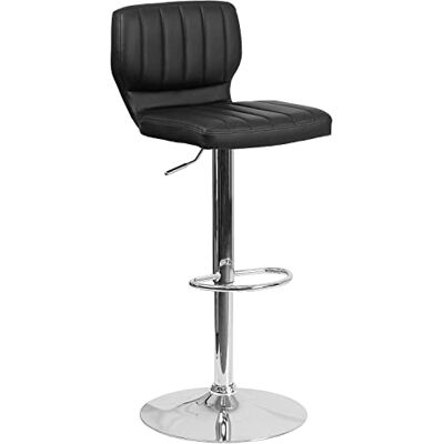 Flash Furniture Eigentijdse Barkruk in hoogte verstelbaar met chromen basis, metaal, zwart vinyl, 71.12 x 46.3549999999999997 x 46.354999999999997 cm Flash Furniture Eigentijdse Barkruk in hoogte verstelbaar met chromen basis, metaal, zwart vinyl, 71.12 x 46.3549999999999997 x 46.354999999999997 cm