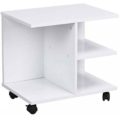 BAKAJI Salontafel voor woonkamer, multifunctioneel, bank, tv-standaard, tijdschriften, nachtkastje met wielen van melaminehout (wit) BAKAJI Salontafel voor woonkamer, multifunctioneel, bank, tv-standaard, tijdschriften, nachtkastje met wielen van melaminehout (wit)