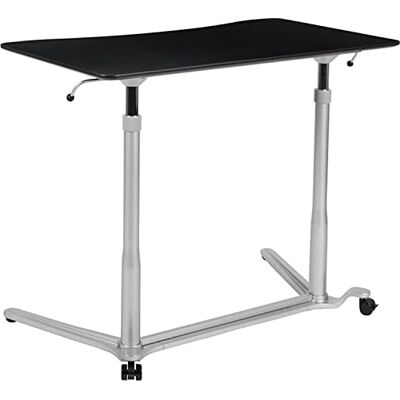 Flash Furniture Sit-Down, ergonomisch, computertafel, staand bureau, metaal, zwart, 37,375" B x 20,5" D x 29" 40,75" H Flash Furniture Sit-Down, ergonomisch, computertafel, staand bureau, metaal, zwart, 37,375" B x 20,5" D x 29" 40,75" H