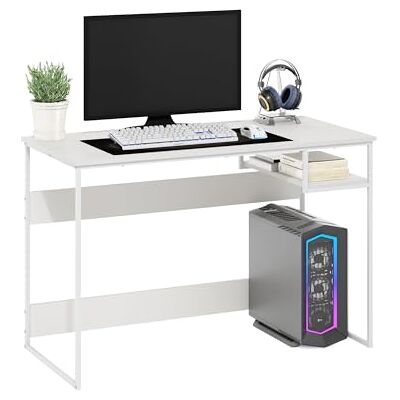 Furinno Modern Lifestyle Study, Computer Bureau, Engineered Wood, Massief Wit/Wit, 114cm Breed Furinno Modern Lifestyle Study, Computer Bureau, Engineered Wood, Massief Wit/Wit, 114cm Breed