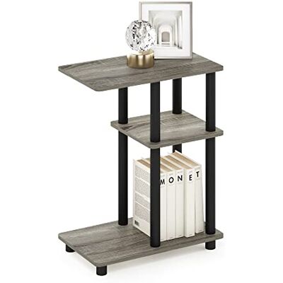 Furinno C-vorm bankbijzettafel, gebouwd hout, Frans eiken/zwart, 29,49 (D) x 50,01 (B) x 62,99 (H) cm Furinno C-vorm bankbijzettafel, gebouwd hout, Frans eiken/zwart, 29,49 (D) x 50,01 (B) x 62,99 (H) cm