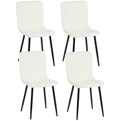 39F FURNITURE DREAM Set van 4 ergonomische stoelen in Scandinavische stijl, perfect voor eetkamer, slaapkamer, kantoor en woonkamer, wit, 44 x 54 x 87 cm, stof 39F FURNITURE DREAM Set van 4 ergonomische stoelen in Scandinavische stijl, perfect voor eetkamer, slaapkamer, kantoor en woonkamer, wit, 44 x 54 x 87 cm, stof