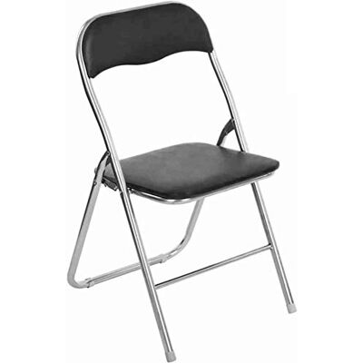 BAKAJI Set van 6 beklede stoelen, opvouwbaar, ruimtebesparend, met buisframe van metaal, pvc, modern design voor eetkamer, keuken (zwart) BAKAJI Set van 6 beklede stoelen, opvouwbaar, ruimtebesparend, met buisframe van metaal, pvc, modern design voor eetkamer, keuken (zwart)