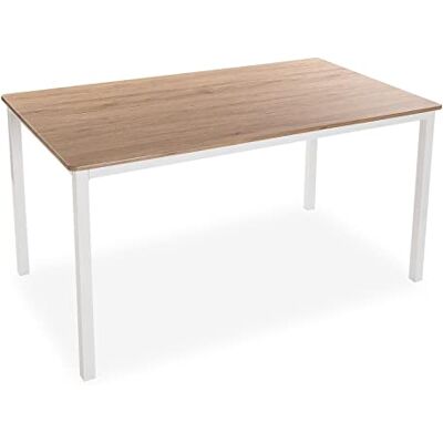 Versa Amaia Eettafel voor keuken, terras, tuin of eetkamer, Afmetingen (H x B x H) 76 x 80 x 140 cm, Hout en Metaal, Kleur Wit Versa Amaia Eettafel voor keuken, terras, tuin of eetkamer, Afmetingen (H x B x H) 76 x 80 x 140 cm, Hout en Metaal, Kleur Wit