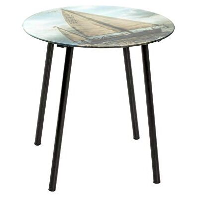 HAKU Bijzettafel motief, zwart, Metaal, veiligheidsglas Maat: H 41 cm x Ø 40 cm, Stijl: Modern HAKU Bijzettafel motief, zwart, Metaal, veiligheidsglas Maat: H 41 cm x Ø 40 cm, Stijl: Modern