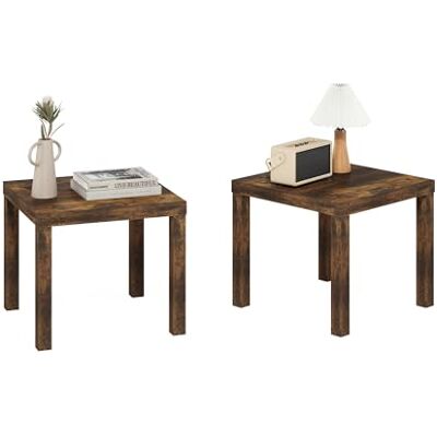 Furinno Classic Homey Vierkante Bijzettafel, Set van 2, Amber Pine Furinno Classic Homey Vierkante Bijzettafel, Set van 2, Amber Pine