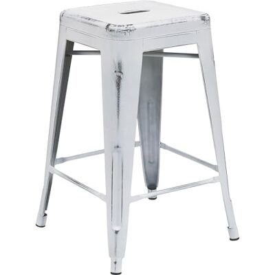 Flash Furniture Hoge Backless Distressed Indoor-Outdoor Counter Hoogte Kruk, Metaal, Wit, 63,5 x 57.78499999999997 x 44,45 cm Flash Furniture Hoge Backless Distressed Indoor-Outdoor Counter Hoogte Kruk, Metaal, Wit, 63,5 x 57.78499999999997 x 44,45 cm