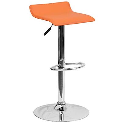 Flash Furniture Eigentijdse vinyl verstelbare hoogte barkruk met chromen basis, metaal, oranje, 50,8 x 46,354999999999 x 27,305 cm Flash Furniture Eigentijdse vinyl verstelbare hoogte barkruk met chromen basis, metaal, oranje, 50,8 x 46,354999999999 x 27,305 cm