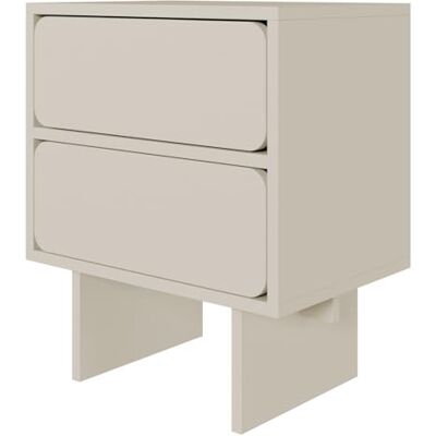 SELSEY Nachtkastje Bijzetkast Bijzettafel Nachtkastje met 2 laden Push to Open Balladegeleiders Grijs Beige Wuwu SELSEY Nachtkastje Bijzetkast Bijzettafel Nachtkastje met 2 laden Push to Open Balladegeleiders Grijs Beige Wuwu
