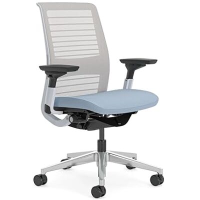 Steelcase Think Ergonomische In Hoogte Verstelbare Bureaustoel met Verstelbare Lendesteun en Armleuningen, Ademende 3D Microgebreide Zeemeeuw Rugleuning en Comfortabele Blauw Nikkel Zittingstof Steelcase Think Ergonomische In Hoogte Verstelbare Bureaustoel met Verstelbare Lendesteun en Armleuningen, Ademende 3D Microgebreide Zeemeeuw Rugleuning en Comfortabele Blauw Nikkel Zittingstof