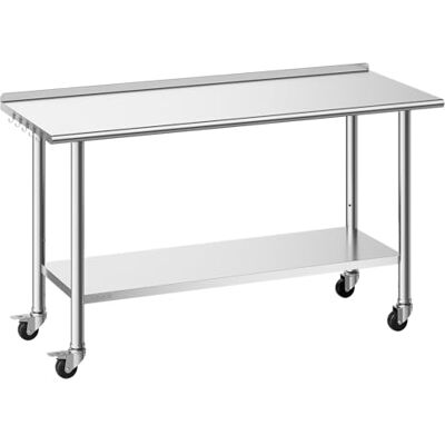 VEVOR Werktafel voor de keuken van roestvrij staal, keukentafel 1524 x 610 x 894 mm met 30 mm verhogingswielen, werkbank, voorbereidingstafel, bodemplaat, opbergdoos, restaurant, hotel VEVOR Werktafel voor de keuken van roestvrij staal, keukentafel 1524 x 610 x 894 mm met 30 mm verhogingswielen, werkbank, voorbereidingstafel, bodemplaat, opbergdoos, restaurant, hotel
