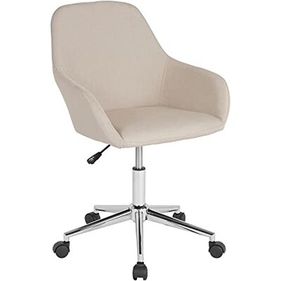 Flash Furniture Cortana Home Bureaustoel, middenrug, schuimmetaal, kunststof, beige stof, 1-delige set Flash Furniture Cortana Home Bureaustoel, middenrug, schuimmetaal, kunststof, beige stof, 1-delige set