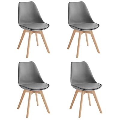 Stones Design Twist Tommy Set van 4 stoelen, hout, afmetingen: 52 x 48,5 x 82 cm, modern, 48,5 x 52 x 82 cm, grijs Stones Design Twist Tommy Set van 4 stoelen, hout, afmetingen: 52 x 48,5 x 82 cm, modern, 48,5 x 52 x 82 cm, grijs
