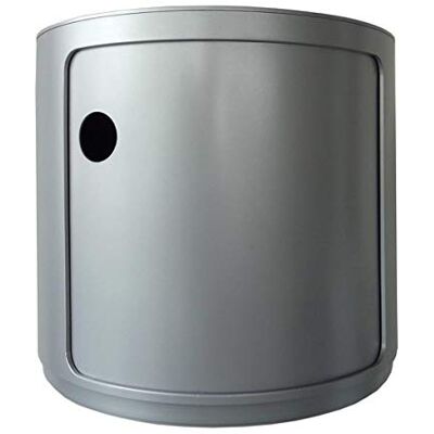 Kartell 4955SI Componibili Bouwbox-element, rond, ondoorzichtig, diameter 42 x 38,5 cm, ABS, zilver Kartell 4955SI Componibili Bouwbox-element, rond, ondoorzichtig, diameter 42 x 38,5 cm, ABS, zilver