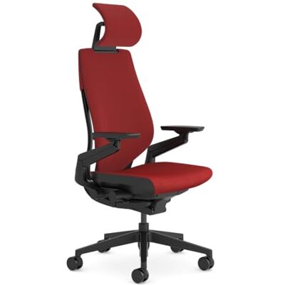 Steelcase Gesture Ergonomische kantoor- en gamingstoel met verstelbare lendensteun en armleuningen, ademende 3D Microknit scarlet rugleuning en comfortabele stoffering in rode stof met hoofdsteun Steelcase Gesture Ergonomische kantoor- en gamingstoel met verstelbare lendensteun en armleuningen, ademende 3D Microknit scarlet rugleuning en comfortabele stoffering in rode stof met hoofdsteun