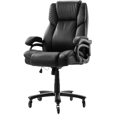 VEVOR Executive stoel, bureaustoel met hoge rugleuning en lendensteun, ergonomische bureaustoel verstelbare kanteling en hoogte, PU-lederen draaibare rolstoel voor werken, studeren, gamen, zwart VEVOR Executive stoel, bureaustoel met hoge rugleuning en lendensteun, ergonomische bureaustoel verstelbare kanteling en hoogte, PU-lederen draaibare rolstoel voor werken, studeren, gamen, zwart