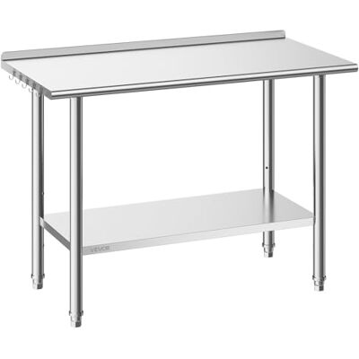VEVOR Keukentafel van roestvrij staal, centrale tafel van roestvrij staal, 2 etages met standaard, 121,9 x 61 cm, cateringvoorbereiding voor hotel, restaurant, supermarkt, bakkerij, bar VEVOR Keukentafel van roestvrij staal, centrale tafel van roestvrij staal, 2 etages met standaard, 121,9 x 61 cm, cateringvoorbereiding voor hotel, restaurant, supermarkt, bakkerij, bar