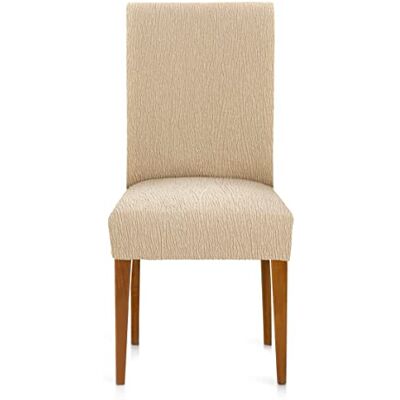 Eysa Llion stoelhoes met rugleuning in elastische stof, pak 2, beige kleur, gemaakt in Spanje Eysa Llion stoelhoes met rugleuning in elastische stof, pak 2, beige kleur, gemaakt in Spanje