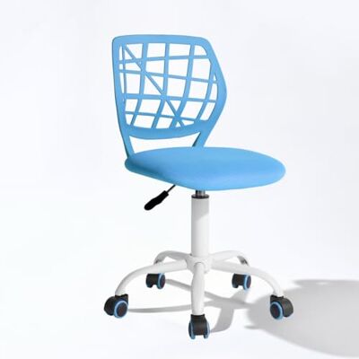 FurnitureR Compact Gaming Chair, Hollow PP Backrest, Verstelbare Hoogte, Ergonomische Swivel Sponge Seat, 5-Wheel Iron Base, voor Teens & Kids Drawing, Gaming, Klaslokaal, Blauw, 38,5 x 40 x 87 cm FurnitureR Compact Gaming Chair, Hollow PP Backrest, Verstelbare Hoogte, Ergonomische Swivel Sponge Seat, 5-Wheel Iron Base, voor Teens & Kids Drawing, Gaming, Klaslokaal, Blauw, 38,5 x 40 x 87 cm