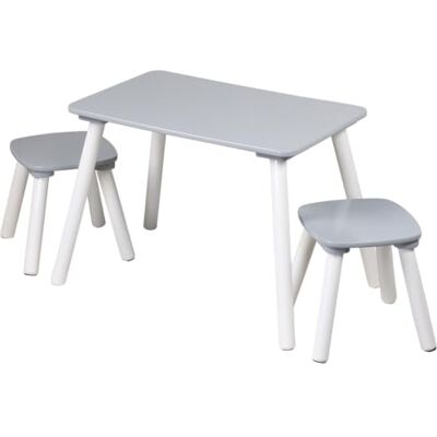 Kesper Kindertafel met 2 stoelen, FSC®-gecertificeerde vezelplaat & grenenhout, afmetingen tafel: 58 x 38 x 43,5 cm, afmetingen stoelen: 24 x 24 x 25 cm, kleur: Grijs, Wit 1770813 Kesper Kindertafel met 2 stoelen, FSC®-gecertificeerde vezelplaat & grenenhout, afmetingen tafel: 58 x 38 x 43,5 cm, afmetingen stoelen: 24 x 24 x 25 cm, kleur: Grijs, Wit 1770813