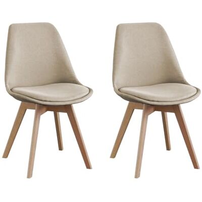 SHIITO Model Otto verpakking van 2 eetkamerstoelen in Scandinavische stijl bekleed met stof 41,5 x 43 x 83 cm kleur nerts eenvoudig en elegant design met poten van beukenhout SHIITO Model Otto verpakking van 2 eetkamerstoelen in Scandinavische stijl bekleed met stof 41,5 x 43 x 83 cm kleur nerts eenvoudig en elegant design met poten van beukenhout