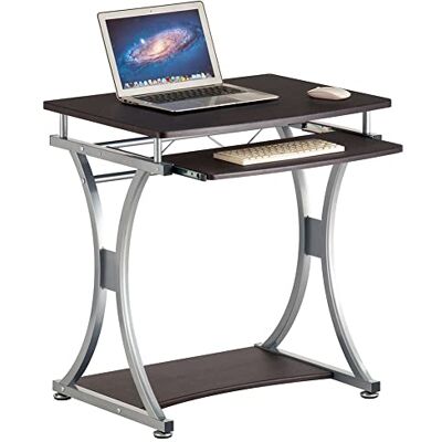 BAKAJI Bureau met uittrekbare toetsenbordstandaard en werktafel, pc-deur, computertafel van metaal en MDF-hout, inrichtingsvoorwerp voor thuis, kantoor, slaapkamer, modern design, compact, kleur bruin BAKAJI Bureau met uittrekbare toetsenbordstandaard en werktafel, pc-deur, computertafel van metaal en MDF-hout, inrichtingsvoorwerp voor thuis, kantoor, slaapkamer, modern design, compact, kleur bruin