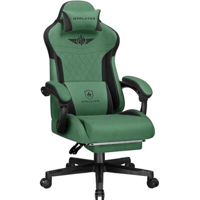 GTPLAYER Ergonomische Gamingstoel, Technische Stof, met Lendensteun, Computerstoel met Verlengde Rugleuning, Ondersteunt tot 150 kg, Groen GTPLAYER Ergonomische Gamingstoel, Technische Stof, met Lendensteun, Computerstoel met Verlengde Rugleuning, Ondersteunt tot 150 kg, Groen