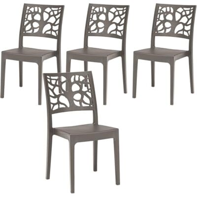 GARDENIA Teti stoelen, polypropyleen, taupe, 4, eenheden GARDENIA Teti stoelen, polypropyleen, taupe, 4, eenheden