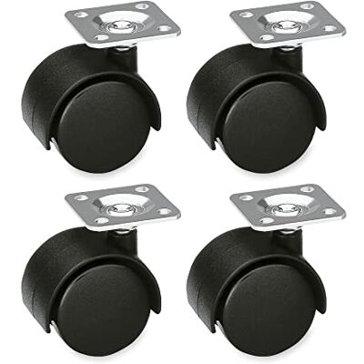 Amig Set van 4 meubelwielen Ø 45 mm Maximale belasting per wiel 45 kg Stalen plaat Gemaakt met nylon Zonder rem Ideaal voor bureaustoelen en het verplaatsen van zware meubels Amig Set van 4 meubelwielen Ø 45 mm Maximale belasting per wiel 45 kg Stalen plaat Gemaakt met nylon Zonder rem Ideaal voor bureaustoelen en het verplaatsen van zware meubels