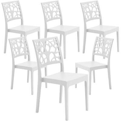 GARDENIA Teti stoelen, polypropyleen, wit, 6 stuks GARDENIA Teti stoelen, polypropyleen, wit, 6 stuks