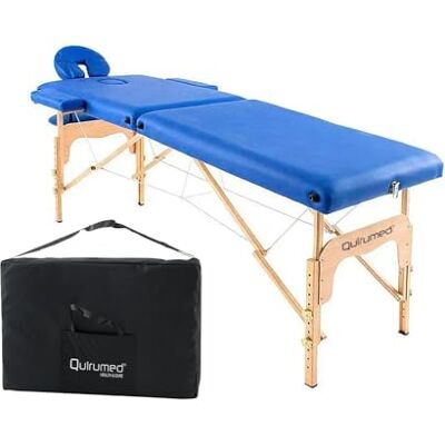 Quirumed Opvouwbaar massagebed van hout Easy 186 x 66 cm blauw Quirumed Opvouwbaar massagebed van hout Easy 186 x 66 cm blauw