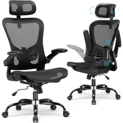 GTPLAYER Bureaustoel, ergonomisch, bureaustoel met verstelbare hoofdsteun, armleuningen, lendensteun, bureaustoel en gamingstoel, kantelfunctie, managerstoel van mesh, 150 kg (zwart) GTPLAYER Bureaustoel, ergonomisch, bureaustoel met verstelbare hoofdsteun, armleuningen, lendensteun, bureaustoel en gamingstoel, kantelfunctie, managerstoel van mesh, 150 kg (zwart)