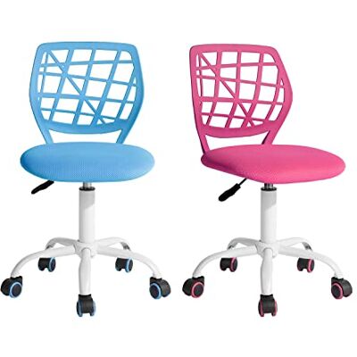 FurnitureR 2 kleurrijke bureaustoel voor thuis, ergonomisch, verstelbaar, in hoogte draaibaar, computerstoel voor thuis, kantoor en studie, metaal, roze, blauw, 38,5 cm x 40 cm x 75-87 cm FurnitureR 2 kleurrijke bureaustoel voor thuis, ergonomisch, verstelbaar, in hoogte draaibaar, computerstoel voor thuis, kantoor en studie, metaal, roze, blauw, 38,5 cm x 40 cm x 75-87 cm