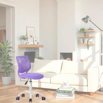 FurnitureR Computerbureaustoel voor jongens tieners en meisjes, bureaustoel 360 draaibare midden-PP mesh achterkant stof zitting in hoogte verstelbaar met 360 rollende wielen, paars FurnitureR Computerbureaustoel voor jongens tieners en meisjes, bureaustoel 360 draaibare midden-PP mesh achterkant stof zitting in hoogte verstelbaar met 360 rollende wielen, paars