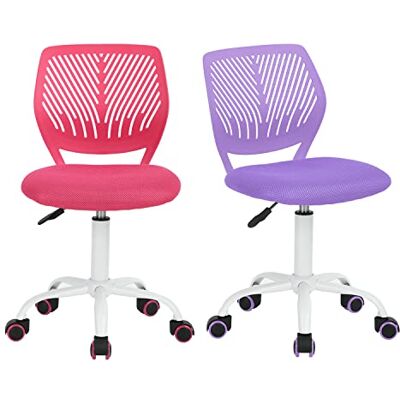 FurnitureR 2 stuks Home Office-stoel, ergonomische verstelbare hoogte draaibare rolstoel, computerstoel voor thuis, kantoor en studie, metaal, roze, paars, 38,5 cm x 40 cm x 75-87 cm FurnitureR 2 stuks Home Office-stoel, ergonomische verstelbare hoogte draaibare rolstoel, computerstoel voor thuis, kantoor en studie, metaal, roze, paars, 38,5 cm x 40 cm x 75-87 cm