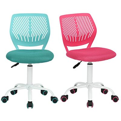 FurnitureR 2 stuks Home Office-stoel, ergonomische verstelbare hoogte draaibare rolstoel, computerstoel voor thuis, kantoor en studie, metaal, roze, turquoise, 38,5 cm x 40 cm x 75-87 cm FurnitureR 2 stuks Home Office-stoel, ergonomische verstelbare hoogte draaibare rolstoel, computerstoel voor thuis, kantoor en studie, metaal, roze, turquoise, 38,5 cm x 40 cm x 75-87 cm