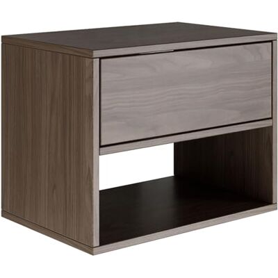 SELSEY Framme Nachtkastje Zwevend 50 cm Wandmeubel in Wisconsin Walnoot Modern Nachtkastje met Lade en Open Vak Minimalistisch Slaapkamerkastje met Push-to-Open Systeem SELSEY Framme Nachtkastje Zwevend 50 cm Wandmeubel in Wisconsin Walnoot Modern Nachtkastje met Lade en Open Vak Minimalistisch Slaapkamerkastje met Push-to-Open Systeem