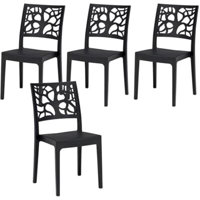GARDENIA Teti stoelen, polypropyleen, antraciet, 4 stuks GARDENIA Teti stoelen, polypropyleen, antraciet, 4 stuks