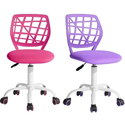 FurnitureR 2 stuks Home Office-stoel, ergonomische verstelbare hoogte draaibare rolstoel, computerstoel voor thuis, kantoor en studie, metaal, roze, paars, 38,5 cm x 40 cm x 75-87 cm FurnitureR 2 stuks Home Office-stoel, ergonomische verstelbare hoogte draaibare rolstoel, computerstoel voor thuis, kantoor en studie, metaal, roze, paars, 38,5 cm x 40 cm x 75-87 cm