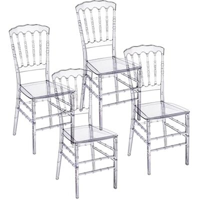 Baroni Home Set van 4 transparante polycarbonaat stoelen, zitting, elegant design, stapelbaar en waterdicht, voor woonkamer, eetkamer, slaapkamer, 38 x 38 x 91 cm, bamboe Baroni Home Set van 4 transparante polycarbonaat stoelen, zitting, elegant design, stapelbaar en waterdicht, voor woonkamer, eetkamer, slaapkamer, 38 x 38 x 91 cm, bamboe