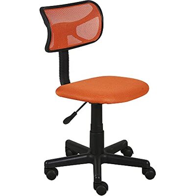 BAKAJI Draaibaar bureau, in hoogte verstelbaar, stoel met wielen, voor kantoorkamer, kinderkamer, ergonomische rugleuning van ademend net, gevoerde zitting (oranje) BAKAJI Draaibaar bureau, in hoogte verstelbaar, stoel met wielen, voor kantoorkamer, kinderkamer, ergonomische rugleuning van ademend net, gevoerde zitting (oranje)