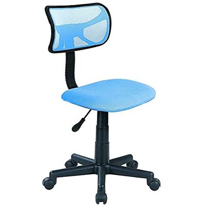 BAKAJI Draaibaar bureau, in hoogte verstelbaar, stoel met wielen, kantoor, kinderkamer, ergonomische rugleuning van ademend net, gevoerde zitting (lichtblauw) BAKAJI Draaibaar bureau, in hoogte verstelbaar, stoel met wielen, kantoor, kinderkamer, ergonomische rugleuning van ademend net, gevoerde zitting (lichtblauw)