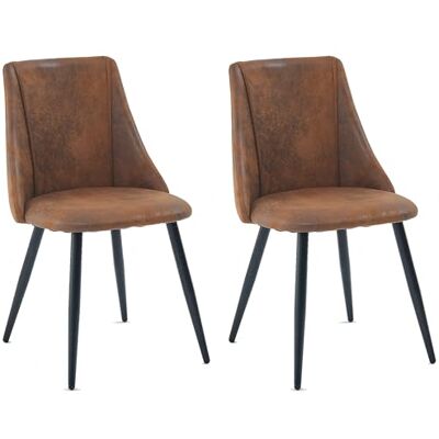MEUBLE COSY Eetkamerstoelen, set van 2 keukenstoelen, ergonomische woonkamerstoel, retro stoel met rugleuning, zitvlak van vintage kunstsuède, metalen poten, bruin, 50,5x53,5x83cm MEUBLE COSY Eetkamerstoelen, set van 2 keukenstoelen, ergonomische woonkamerstoel, retro stoel met rugleuning, zitvlak van vintage kunstsuède, metalen poten, bruin, 50,5x53,5x83cm